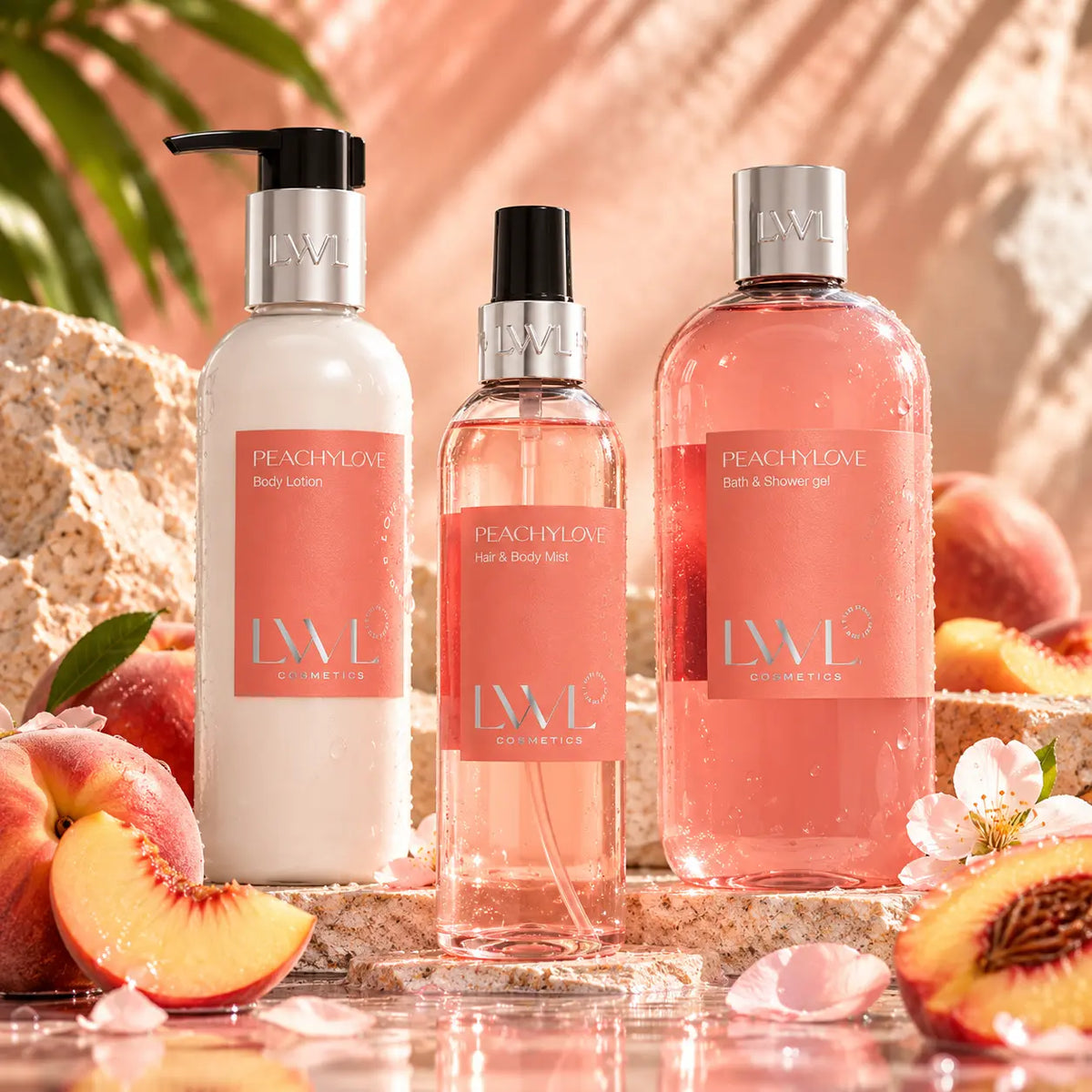 Peachy Love - Set Regalo con Olio Corpo, Crema Corpo e Bagno Doccia