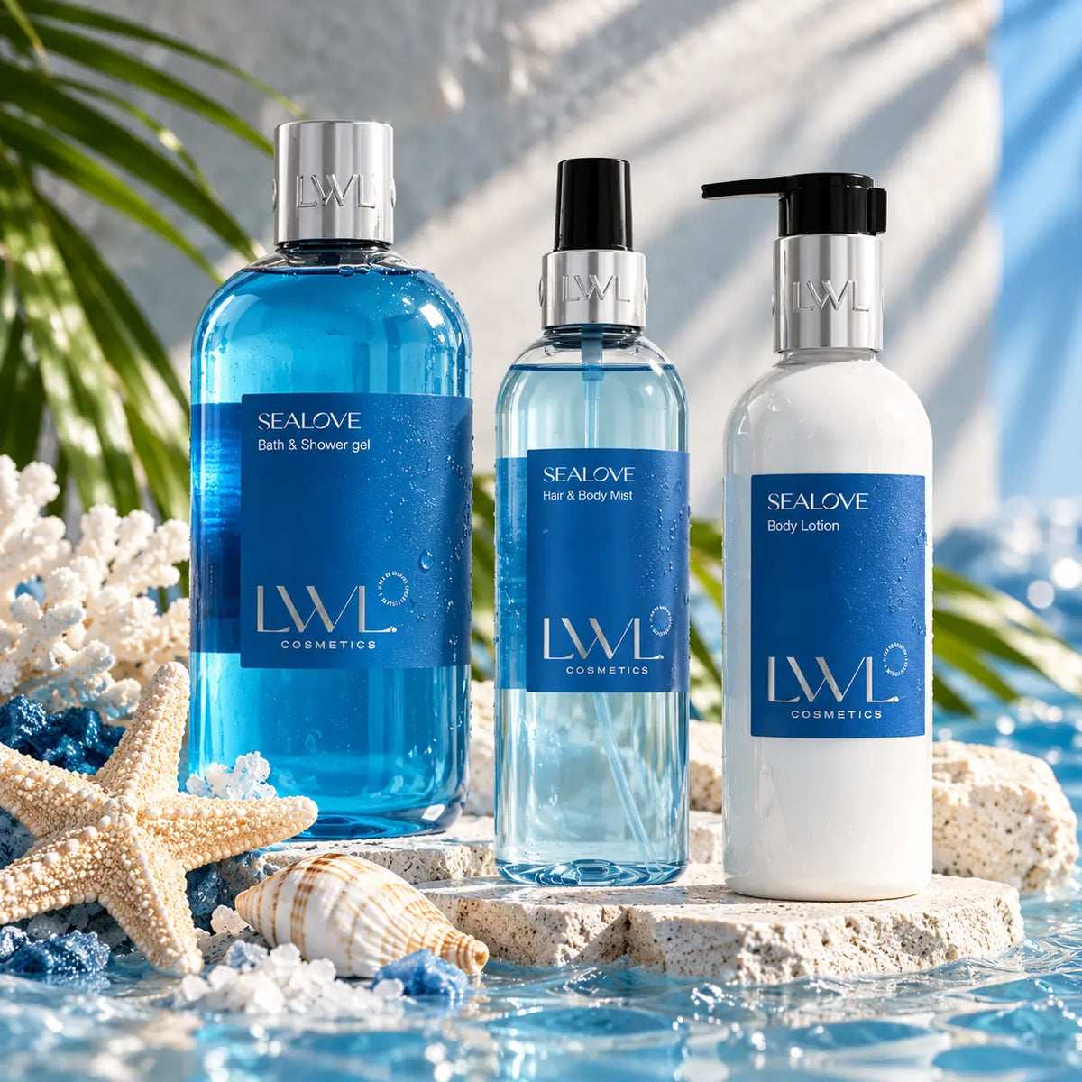 Sea Love - Set Regalo con Profumo Capelli, Crema Corpo e Bagno Doccia