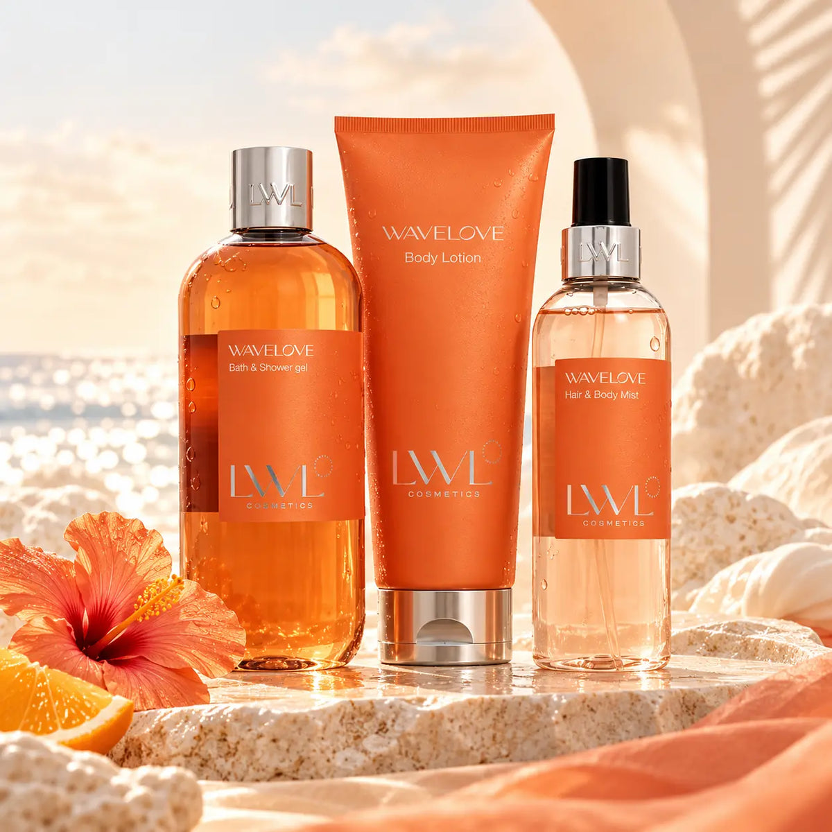 Wave Love - Set Regalo con Profumo Capelli, Crema Corpo e Bagno Doccia